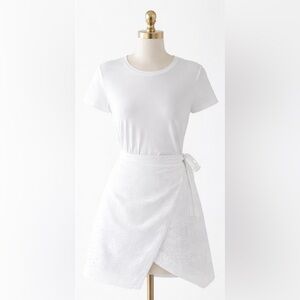 Anthropologie Post Mark White Eyelet Skirt Size Small Minimalist Coquette Girl